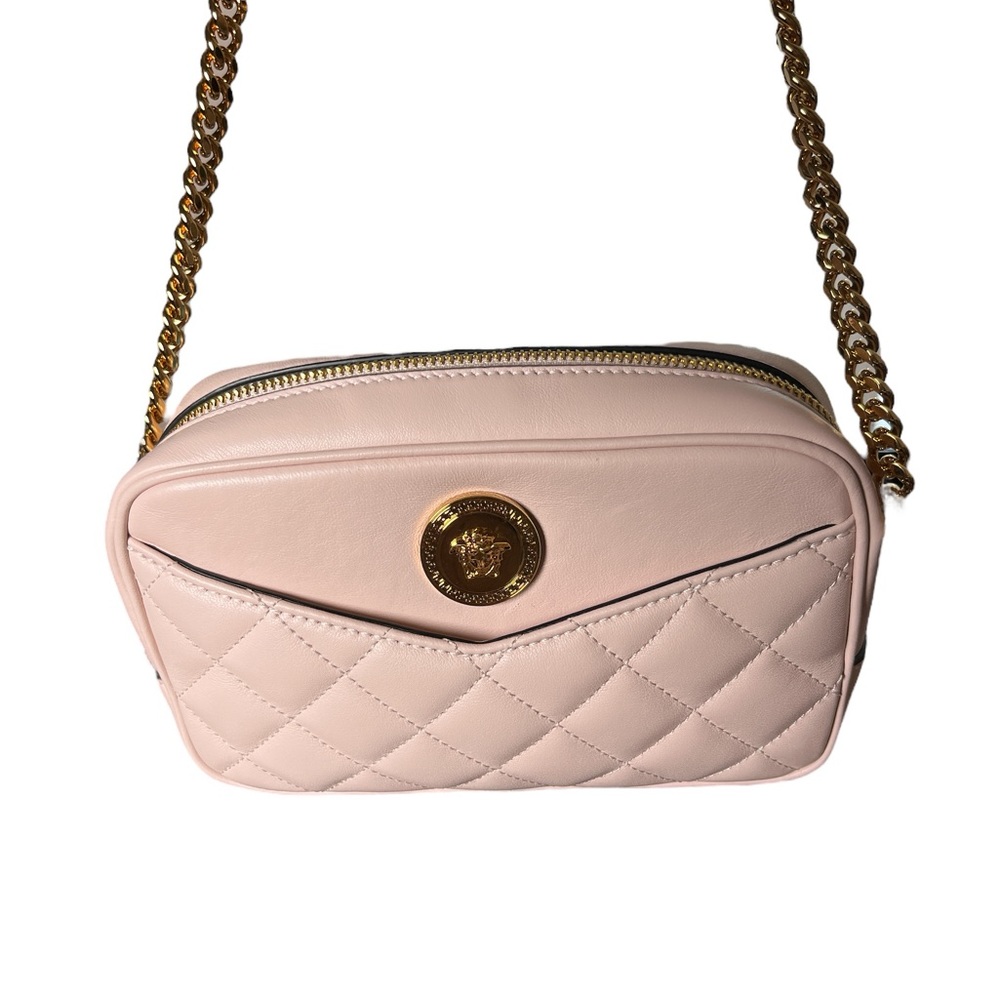 Versace Nappa Quilted La Medusa Camera Bag Light Pink